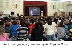 Students watch a performance by the Virginia Opera